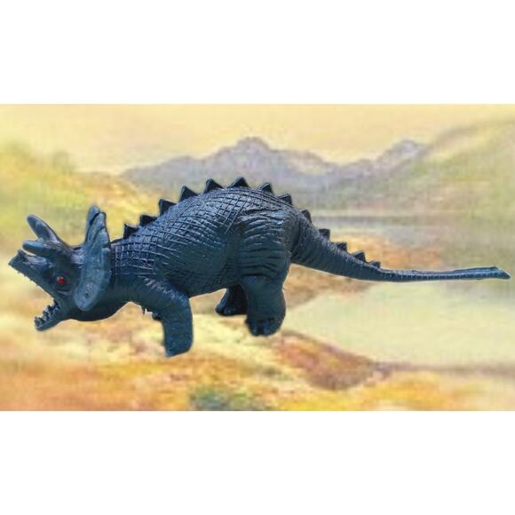 Vintage Blue Triceratops Styracosaurus Ceratopsia Hong Kong Dor Mei Type - Picture 1 of 7